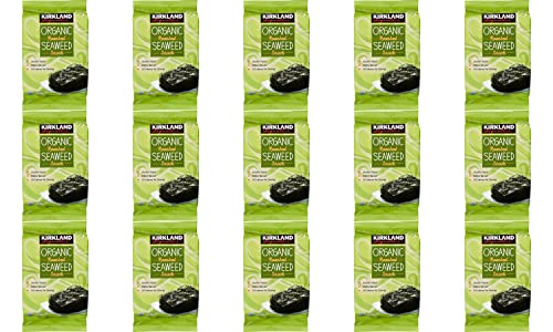 Kirkland Organic Roasted Seaweed Snack Pack, 0.6 ounces (15-Pack)