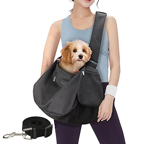 QZLKNIT Dog Carrier Sling Bag with Adjustable Padded Shoudler Strap, Dog Sling Carrier for Small Dogs, Hand-Free Puppy Carrier for Small Dogs Sling, Pet Carrier Bag Sling