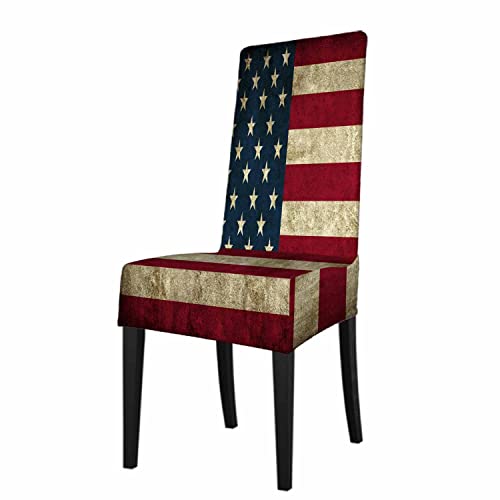 Numland Rustic USA Flag Chair Covers Patriotic Vintage American Patriotic Us Flags Faded Background Washable Chair Slipcovers Removable 100% Polyester for Party Home Kitchen Office,1 Pack