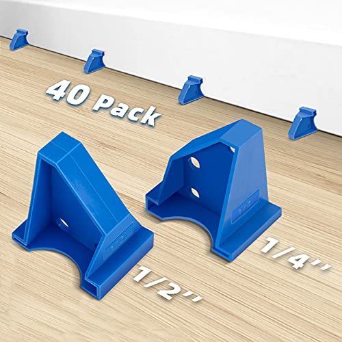 Upgraded 40 Pack Flooring Spacers Laminate Flooring Installation Kit with 1/4 & 1/2 Gap, Wood Floor Install Tool for Laminate, Vinyl Plank, Hardwood, LVT, Bamboo and Floating Floor Installation