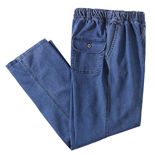 IDEALSANXUN Mens Jeans with Elastic Waist Casual Relaxed Fit Pajama Jeans (38Wx32L, Light Blue)