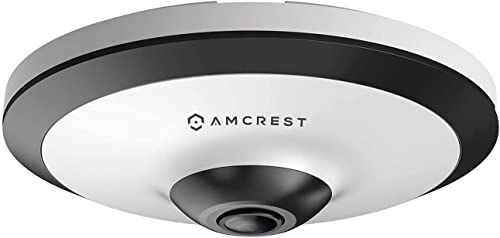 Amcrest Fisheye IP POE Camera, 360 Panoramic 5-Megapixel POE IP Camera, Fish Eye Security Indoor Camera, 33ft Nightvision, IVS Features and People Counting, MicroSD Recording, IP5M-F1180EW-V2 (White)