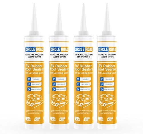 CircleRoad Self Leveling Lap Sealant 4 Pack, RV Rubber Roof Sealant, Flexible Repair Lap Sealant, RV White Sealant Caulking for RV Roofs, Trailers, Campers, Motorhomes