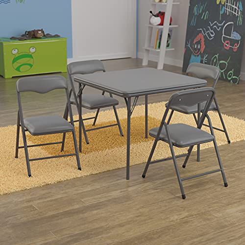 Flash Furniture Mindy Kids Gray 5 Piece Folding Table and Chair Set