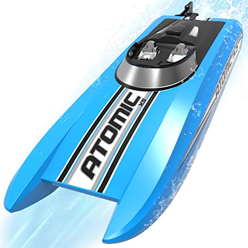 VOLANTEXRC Remote Control Boats for Pool and Lake 20+MPH Atomic XS High Speed RC Boat for Kids or Adults Toy Gifts Remote Controlled Boat with 2 Batteries & Reverse Function (795-5 Blue)