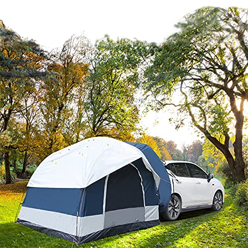 Cocepazys SUV TentUniversal SUV Tents for CampingSUV Tailgate Tent, Sleeps Up to 6 for Car Tent,SUV Camping Accessories8' W x 8' L x 7.2' H - Blue and Gray