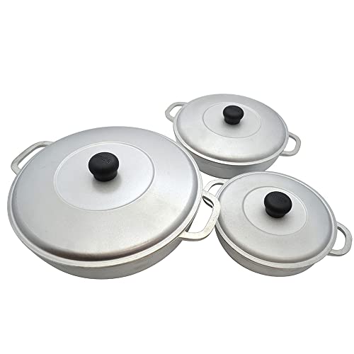 IMUSA USA Traditional Colombian Natural Caldero 3-Piece(1.5/3.5/7.0 Quart) Dutch Oven Set