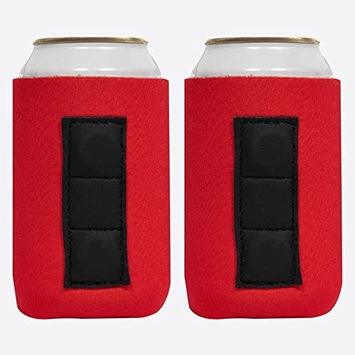 QualityPerfection Magnetic Can Cooler Sleeve, Neoprene Beer 12 oz Regular size 4mm Thickness Insulated, Collapsible For DIY Customizable, Favors, Parties, Events Set of 2 (Red)