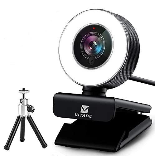 VITADE Streaming Webcam 1080P with Adjustable Ring Light, Advanced Auto-Focus with Tripod 960A HD USB Web Cam for Xbox Gaming Conferencing Video Chatting Mac Desktop Computer Laptop Wide Angle Webcam