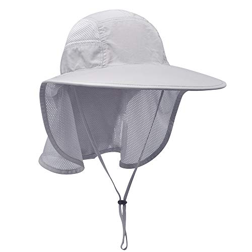 lenikis Unisex Outdoor Activities UV Protecting Sun Hats with Neck Flap Grey