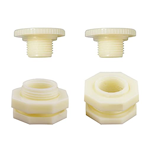 ANPTGHT 1/2" Female ABS Bulkhead Fitting, Plastic Water Tank Connector Adapter Fitting with Plugs for Outdoor rain Barrel Garden Hose Adapter Spigot kit Water Tank Gallon Drain Bucket(Set of 2)