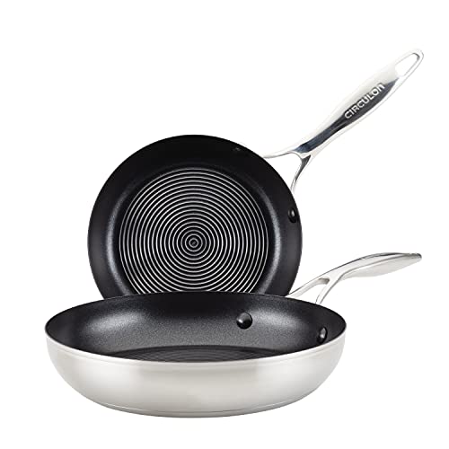 Circulon Stainless Steel Frying Pan/Skillet Set with SteelShield Hybrid Stainless and Nonstick Technology