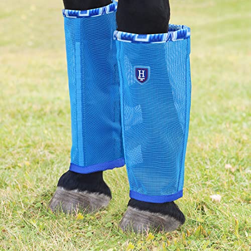 CareMaster Fine Mesh Fly Boots Loose Fitting & Non-Slip Horse Fly Leggings Fleece Air Flow (Set of 4) Cool Blue Mini