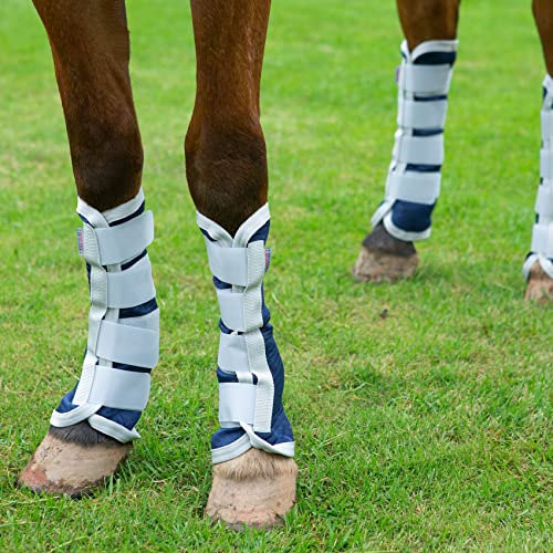 HUIRHUIR Horse Fly Boots 2.0 Specs Newly Updated Four Leg Pony-Set of 4 (Navy Jacquard -Pony)