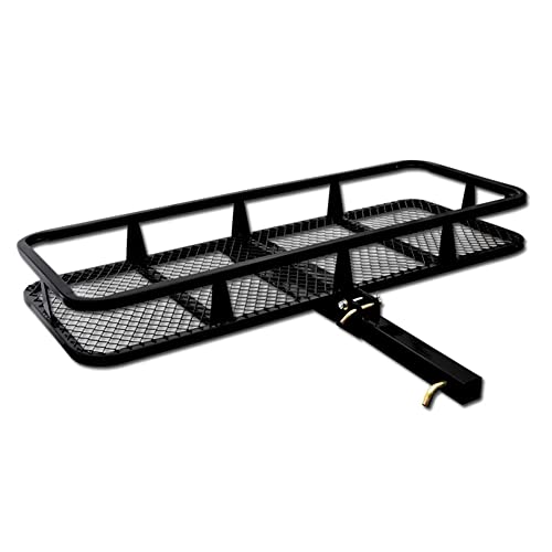 Universal 59" Black Mesh Steel Rear Bumper Trailer Tow Hitch Mount Foldable Cargo Carrier Basket for 2" x 2" Towing Receiver Tube