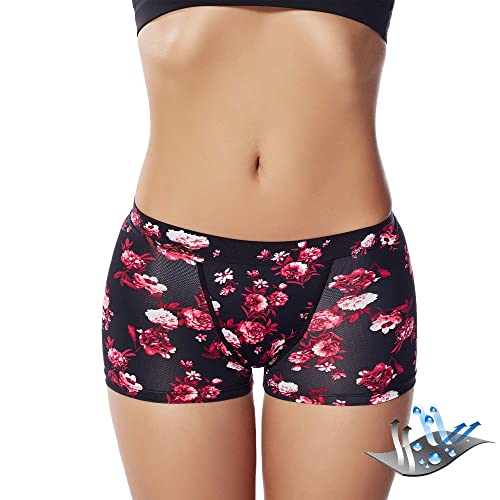 feitycom Period Swimwear-Menstrual Swimwear Bikini Bottoms-Black Red Boy Short Leakproof Swim Bottoms for Girls and Women (as1, Alpha, m, Regular, Regular)