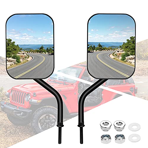 Denforste Mirrors Doors Off Compatible with Jeep Wrangler JK CJ JL & Unlimited - Door Hinge Side Mirrors for Jeep - 2 Pack 5.5 x 7.5 inches Side Rear View Mirrors for Doors Off Driving