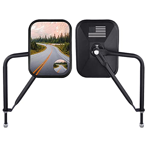 MKING Door Off Mirrors Jeep Wrangler Mirror Safe Doors Off Driving for Jeep Wrangler CJ YJ TJ JK JL & Unlimited, Anti-Shake Quicker Install with Blind Spot Mirror Wide Angle, 2 Pack