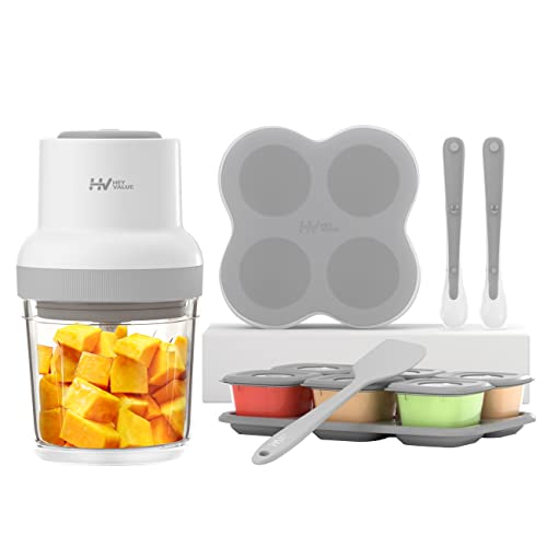 HEYVALUE Baby Food Maker, 13-in-1 Baby Food Processor Gift Sets for Baby Food, Fruit, Vegatable, Meat, Baby Food Steamer with Baby Food Containers, Baby Food Freezer Tray, Silicone Spoons, Silicone Spatula (Gray)