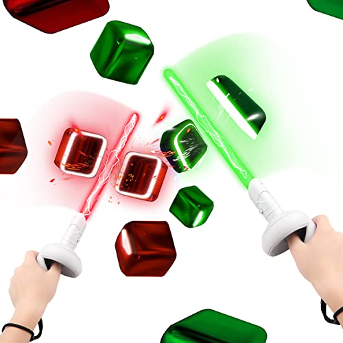 Game Accessories for Oculus Quest 2, VR Attachment Lightsaber Compatible with Meta Quest 2, 7 Colors LED Beat Saber Enhanced Handles for Supernatural, Blade & Sorcery, Fruit Ninja