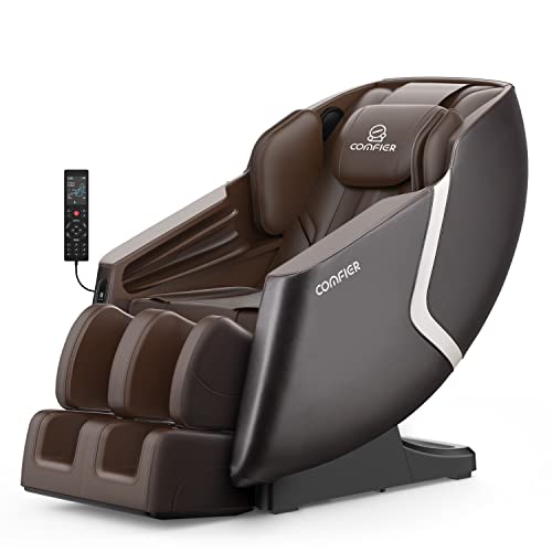 COMFIER 2023 Massage Chair Full Body,Gifts for Women,Men,Zero Gravity Recliner with SL Track, Bluetooth,Yoga Stretching,Air Compression,Foot Rollers,Heating,4D Shiatsu Kneading Chair Massager,Brown