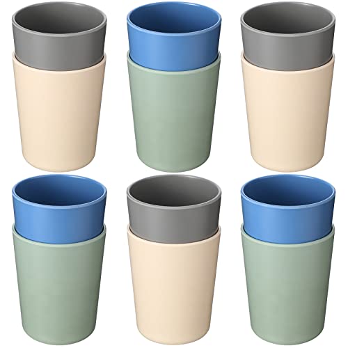 Foaincore 12 Pieces Kids Bamboo Drinking Cups 10 oz Unbreakable Toddler Small Open Cups Non Plastic Reusable Children Drinking Cups Dishwasher Safe for Toddlers, Kids or Baby Girl Baby Boy