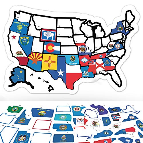 RV State Sticker Travel Map - 11" x 17" - USA States Visited Decal - United States Non Magnet Road Trip Window Stickers - Trailer Supplies & Accessories - Exterior or Interior Motorhome Wall Decals