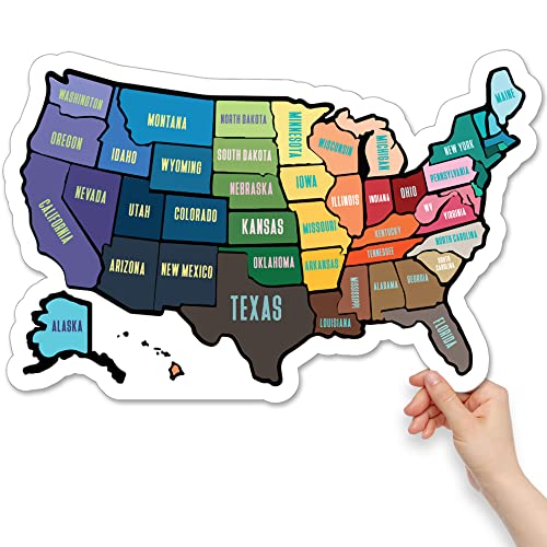 RV State Sticker Travel Map - 11" x 17" - USA States Visited Decal - United States Non Magnet Road Trip Window Stickers - Trailer Supplies & Accessories - Exterior or Interior Motorhome Wall Decals