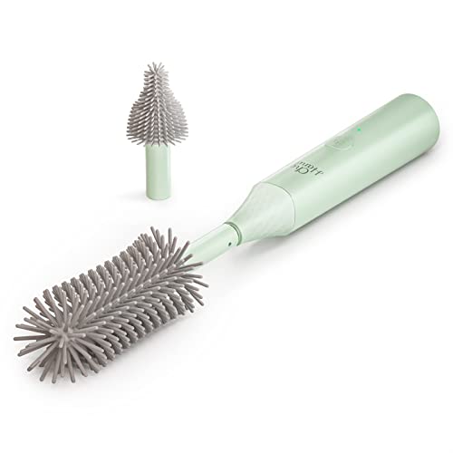Baby Bottle Brush, Electric Bottle Cleaner Brush Set, Silicone Bottle Brush with 2 Brush Heads, Cleaning Brush for Baby Bottle, Nipples, Water Bottle, Glassware, Rechargeable