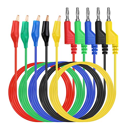 Sumnacon Multimeter Test Lead Set - Stackable Banana Plug to Alligator Clips Test Cable Kit with Protective, Soft Silicone Flexible Electrical Test Wire Leads for Electrical Testing 500V/5A