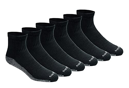 Dickies Men's Big & Tall Dri-tech Moisture Control Quarter Socks Multipack, Black (6 Pairs), Shoe Size: 12-15