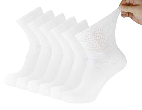 Big and Tall Diabetic Neuropathy Ankle Socks, King Size Mens Athletic Quarter Socks (13-16, White) - 6 Pairs