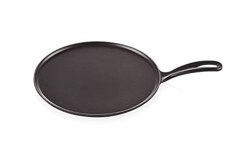 Le Creuset Enameled Cast Iron 10.75" Crepe Pan with Rateau and Spatula, Matte Black