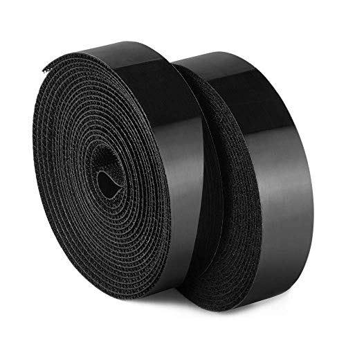 Premium 1" x 15' Black Self-Adhesive Hook and Loop Industrial Strength Roll Tape Fastener Sticky Back, for Indoor or Outdoor Use, Holds 10 lbs. Heavy Duty, Easily Cut Strips to Your Desired Length