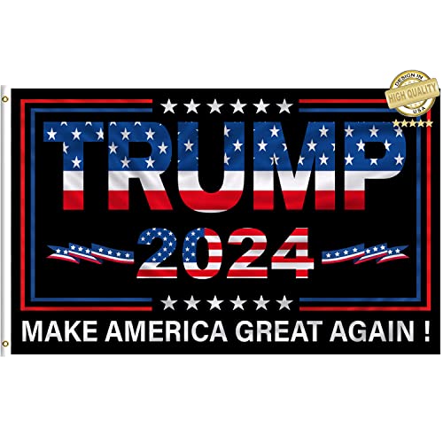 CiniQy Trump 2024 Flag - Make America Great Again - Double Sided 3Ply 200D Donald Trump for President 2024 Flag,3x5 FT Outdoor Indoor Banner with Two Brass Grommets Vivid Color and Fade Proof