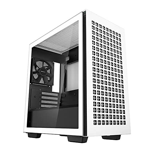 DeepCool CH370 WH Micro ATX Gaming Computer Case, 120mm Rear Fan Pre-Installed, Ventilated Airflow Design, Built-in Headphone Stand, White