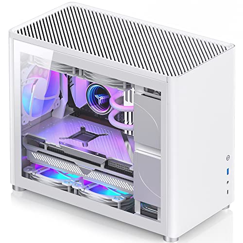 JONSBO D30 White Mini Micro ATX Tower Computer Case, Aluminum/Steel/Tempered Glass-1 Side, Simple High Compatibility MATX Case, Support 240 Water & 168mm Air Cooling, 355mm GPU,Interchangeable Side