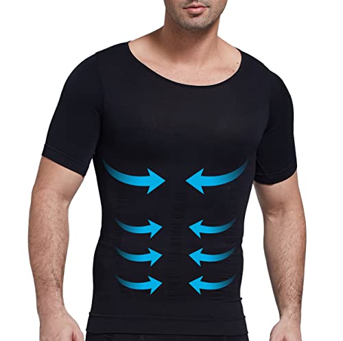 Arjen Kroos Men's Gynecomastia Compression Shirts Shapewear Body Shaper Slimming Undershirts,BLACK-ML5006,Large