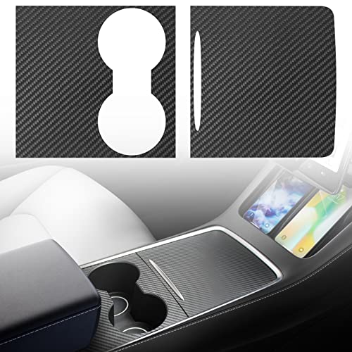 Farmogo Tesla Model 3 Model Y 2021 2022 2023 Center Console Wrap Kit Carbon Fiber Console Cover Interior Decoration Wrap Kit for Tesla Accessories (Matte Carbon Fiber)