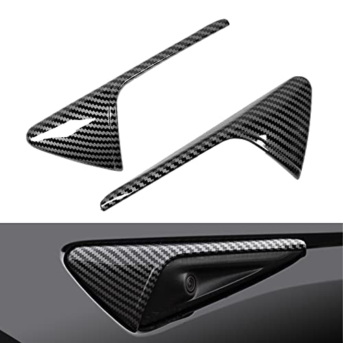 YHCDSEA Model 3 Model Y Turn Signal Side Camera Protection Cover Decoration Accessories fit for Tesla Model 3 Model Y Autopilot 2.0-3.0 (Glossy Carbon Fiber Pattern)