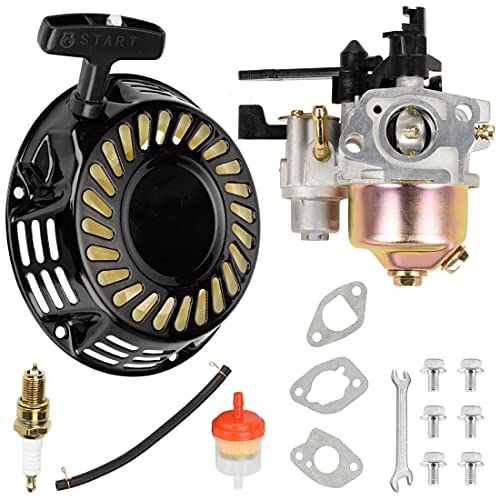 Fvrito Pull Recoil Starter Carburetor Carb for Predator 212cc 196cc 6.5HP Baja Massimo MB165 MB200 Coleman CT200U Trail BT200X Mini Bike Hummerhead 80t Trailmaster mid XRS XRX motovox KT196 Go Kart