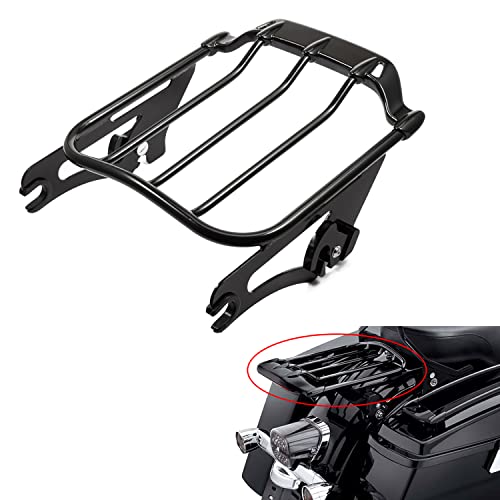 PBYMT Gloss Black Detachable Two up Mounting Luggage Rack Compatible for Harley Touring Street Glide Road King Electra Glide 2009-2023 (Vivid Black)