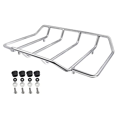 Benlari Chrome Tour Pack Luggage Rack Trunk Top Rack Motorcycle Trunk Rail Rack Compatible for Harley Touring Street Glide Electra Glide Road Glide Road King Ultra Limited 1984-2022