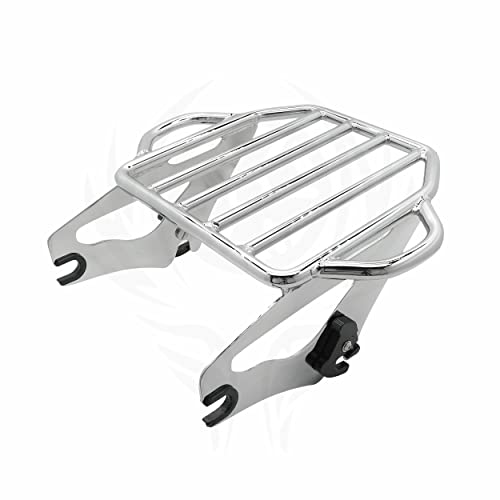 Detachable King Size 2-UP Luggage Rack Fits for Harley Touring Street Glide/Road King/Road Glide/Electra Glide/CVO/Ultra Limited 09-22 (Chrome)