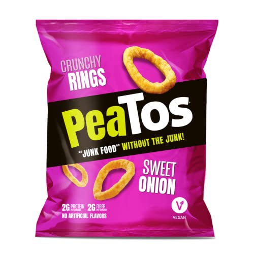 PeaTos - the Craveworthy upgrade to America's favorite snacks - PeaTos Crunchy Rings Sweet Onion in Snack Sized 0.6 oz. Bags (15 pack) full of JUNK FOOD flavor and fun WITHOUT THE JUNK.