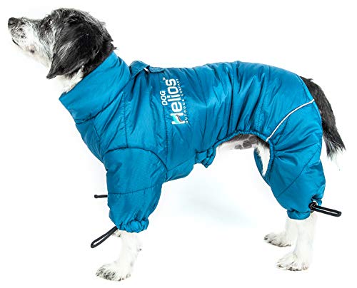 DOGHELIOS 'Thunder-Crackle' Full-Body Bodied Waded-Plush Adjustable and 3M Reflective Pet Dog Jacket Coat w/ Blackshark Technology, Medium, Blue Wave