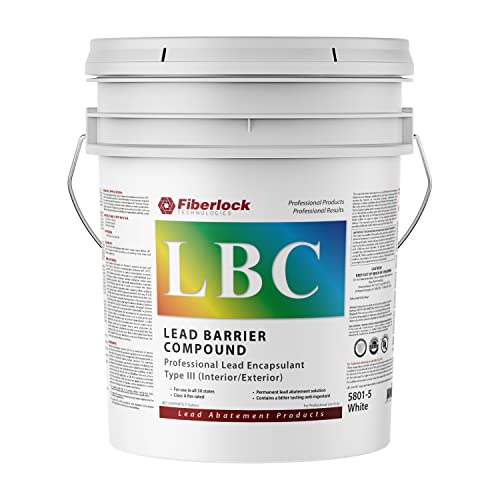 Fiberlock Lead Barrier Compound III, 5 Gallons, White, Industrial Lead Encapsulant, Forms a Barrier Between Lead Based Paint and the Environment, Ideal for Both Indoors & Outdoors