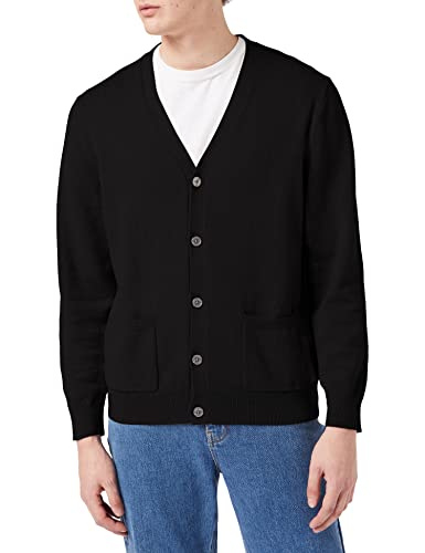Amazon Essentials Men's Cotton Cardigan Sweater, Black, Large