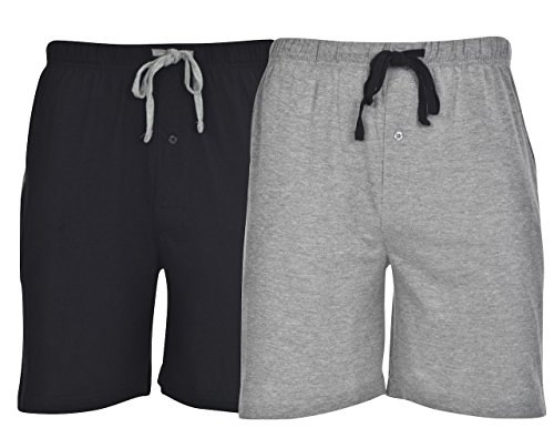 Hanes Men's 2-Pack Cotton Drawstring Knit Shorts Waistband & Pockets, Active Grey Heather/Black, X-Large