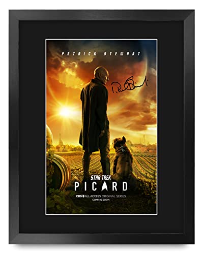 HWC Trading Framed 11" x 14" Print - Star Trek Picard Patrick Stewart Gifts Mounted Printed Signed Autograph Picture for TV Memorabilia Fans